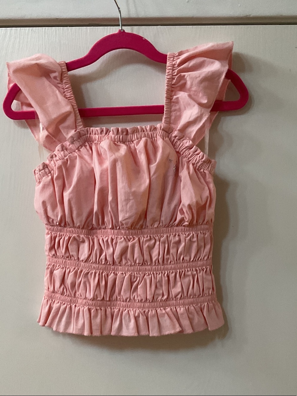 Guess Pink Ruffled Smocked Tank Top for Kids